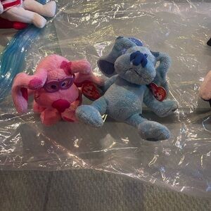 Ty Beanie Babies Pink and Blue Plush Puppies